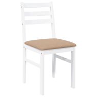 Трапезни столове с възглавници 2 бр Бяла масивна дървесина гума