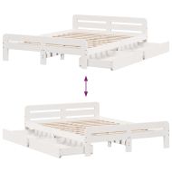 Рамка за легло без матрак, бял, 150x200 см, бор масив