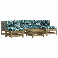 Градински лаундж комплект 7 части с възглавници импрегниран бор