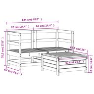 Градински комплект диван от 3 части, импрегниран бор