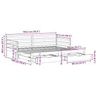 Дневно легло с уширение и чекмеджета без матрак бял 90x190 см