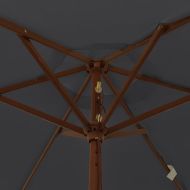 Градински чадър с дървен прът, черен, 196x231 см