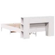 Легло с етажерка за книги, без матрак, 140x190 см, бор масив