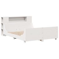 Рамка за легло без матрак, бял, 140x200 см, бор масив