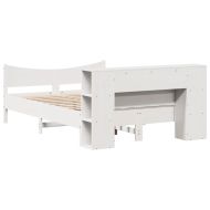 Рамка за легло без матрак, бял, 140x200 см, бор масив