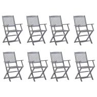 Сгъваеми градински столове, 8 бр, с възглавници, акация масив