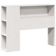 Легло с рафтове за книги, без матрак, бял, 75x190 см, бор масив