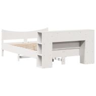 Рамка за легло без матрак, бял, 120x200 см, бор масив