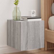 Стенен ТВ шкаф с LED осветление, сив сонома, 30,5x35x30 см