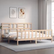 Рамка за легло с табла Super King Size дърво масив