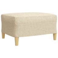 Комплект мека мебел от 3 части с табуретка, кремав, текстил