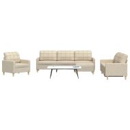 Комплект мека мебел от 4 части с табуретка, кремав, текстил
