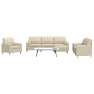 Дивани от 4 части с табуретка и възглавници кремав плат