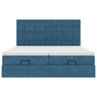 Османска легло с матраци, тъмносиньо, 180x200 см, кадифе