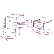 Комплект дивани от 3 части с възглавници, кафяв, плат
