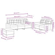 Комплект дивани от 3 части с възглавници, черен, плат