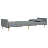 2-местен диван с табуретка, светлосив, текстил