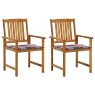 Градински столове с възглавници, 2 бр, акациево дърво масив