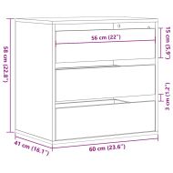 Ъглов скрин с чекмеджета, черен, 60x41x58 см, инженерно дърво