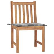 Градински столове, 2 бр, с възглавници, тиково дърво масив