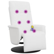 Масажен реклайнер стол с опора за крака, бял, изкуствена кожа