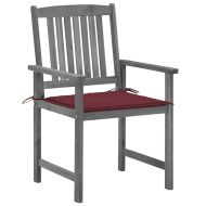 Градински столове с възглавници, 4 бр, сиви, акация масив