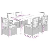 Градински трапезен комплект 7 части с възглавници сив полиратан