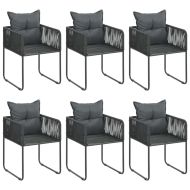 Градински трапезен комплект, 7 части, PVC ратан, черен