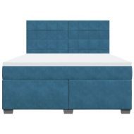 Боксспринг легло с матрак, синьо, 180x200 см, кадифе