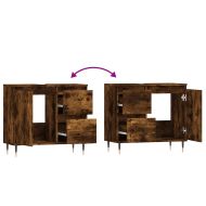 Шкаф за баня, опушен дъб, 65x33x60 см, инженерно дърво