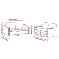 Комплект дивани 2 части с възглавници светложълт текстил