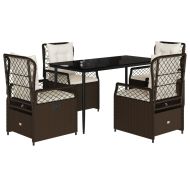 Градински комплект с възглавници 5 части кафяв полиратан