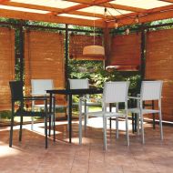 Градински трапезен комплект, 5 части, черно и бяло