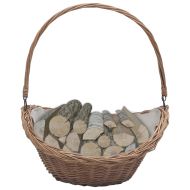 286987 Firewood Basket with Handle 57x46,5x52 cm Brown Willow
