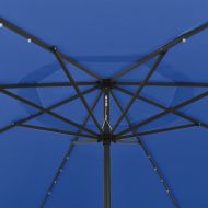 Градински чадър с LED лампички, 400 см, лазурносин