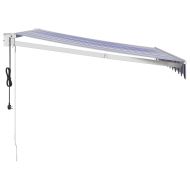 Автоматично прибираща се тента, синьо и бяло, 3,5x2,5 м