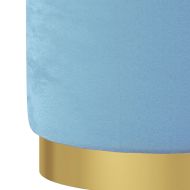 Кръгъл хокер за съхранение, светлосин, кадифе 31 x 37 cm