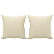 2-местен диван с декоративни възглавници кремав 120 см еко кожа