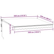 Автоматично прибираща се тента, бордо, 350x250 см