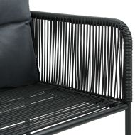 Градински трапезен комплект, 3 части, PVC ратан, черен