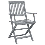 Сгъваеми градински столове, 2 бр, с възглавници, акация масив