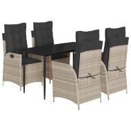 Градински трапезен комплект 5 части с възглавници светлосив