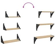 Комплект рафтове за стена, 3 бр, сонома дъб, инженерно дърво