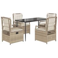 Градински комплект с възглавници, 5 части, бежов полиратан