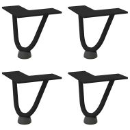 Крака тип „фиба“ за масичка за кафе, 4 бр., черни, 10 см, масивна стомана