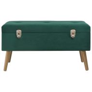 Пейка с отделение за съхранение, 80 см, зелено кадифе