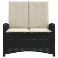 Накланяща се градинска пейка с възглавници черен полиратан