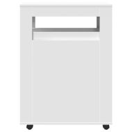 Тесен шкаф за баня с колелца, бял, инженерно дърво