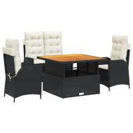 Градински трапезен комплект възглавници 4 части черен полиратан