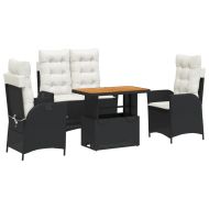 Градински трапезен комплект възглавници 4 части черен полиратан